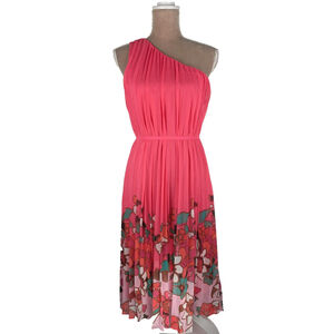 NWT Ted Baker Pinata Pink Midi Dress High Low Sz XS Tropical Resort Vacation